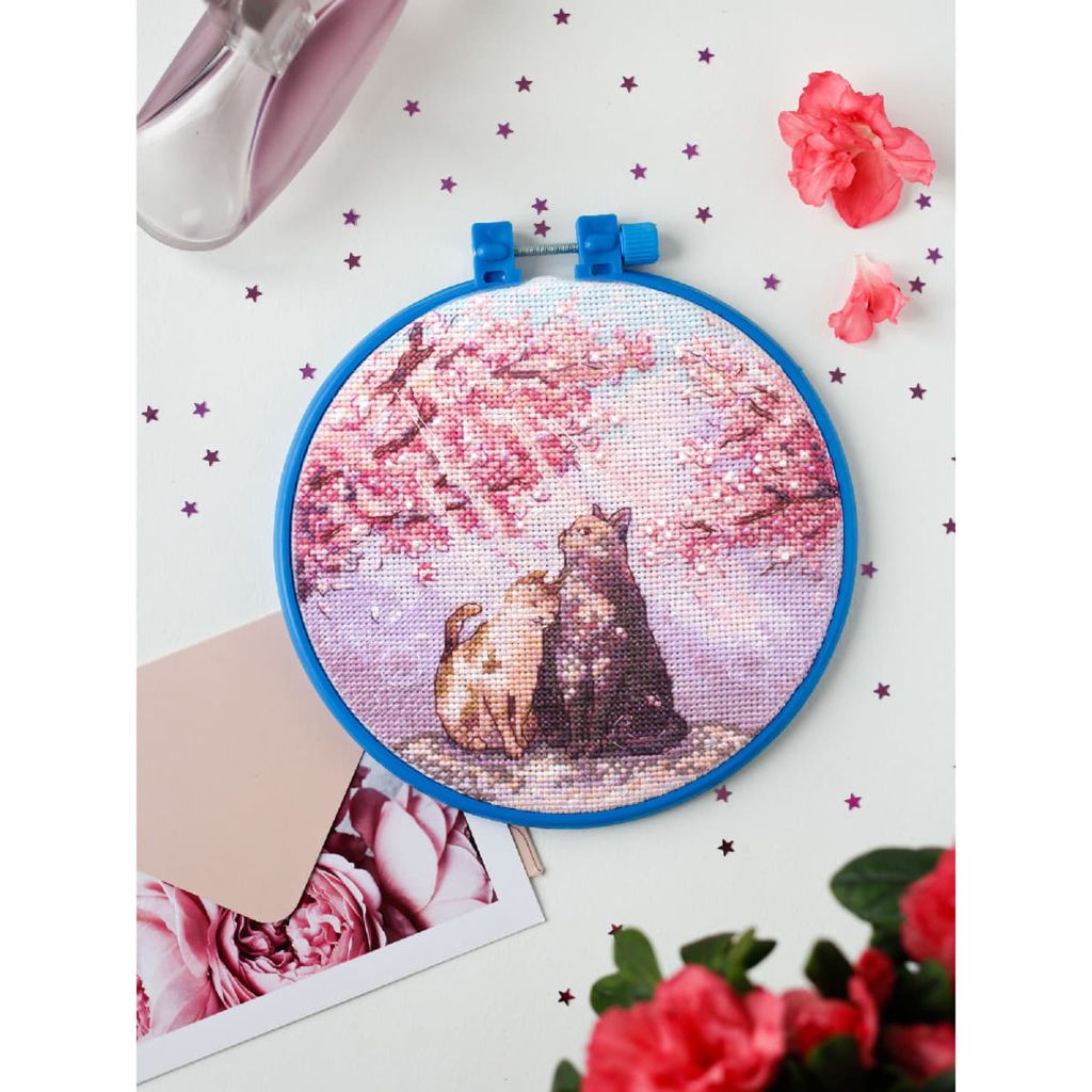 Thea Gouverneur Kreuzstich-Set 'Blaue Hortensie' - Leinen 32 Count - Komplettset