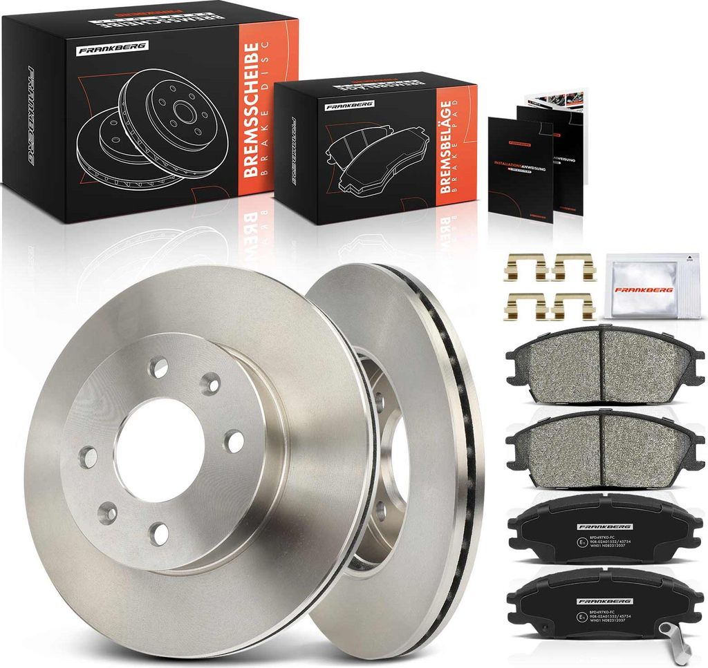 Frankberg 2x Bremsscheiben 4x Bremsbeläge Vorderachse für Hyundai Getz TB 1.1L 1.3L 1.4L 1.5L 1.6L 2002-2010