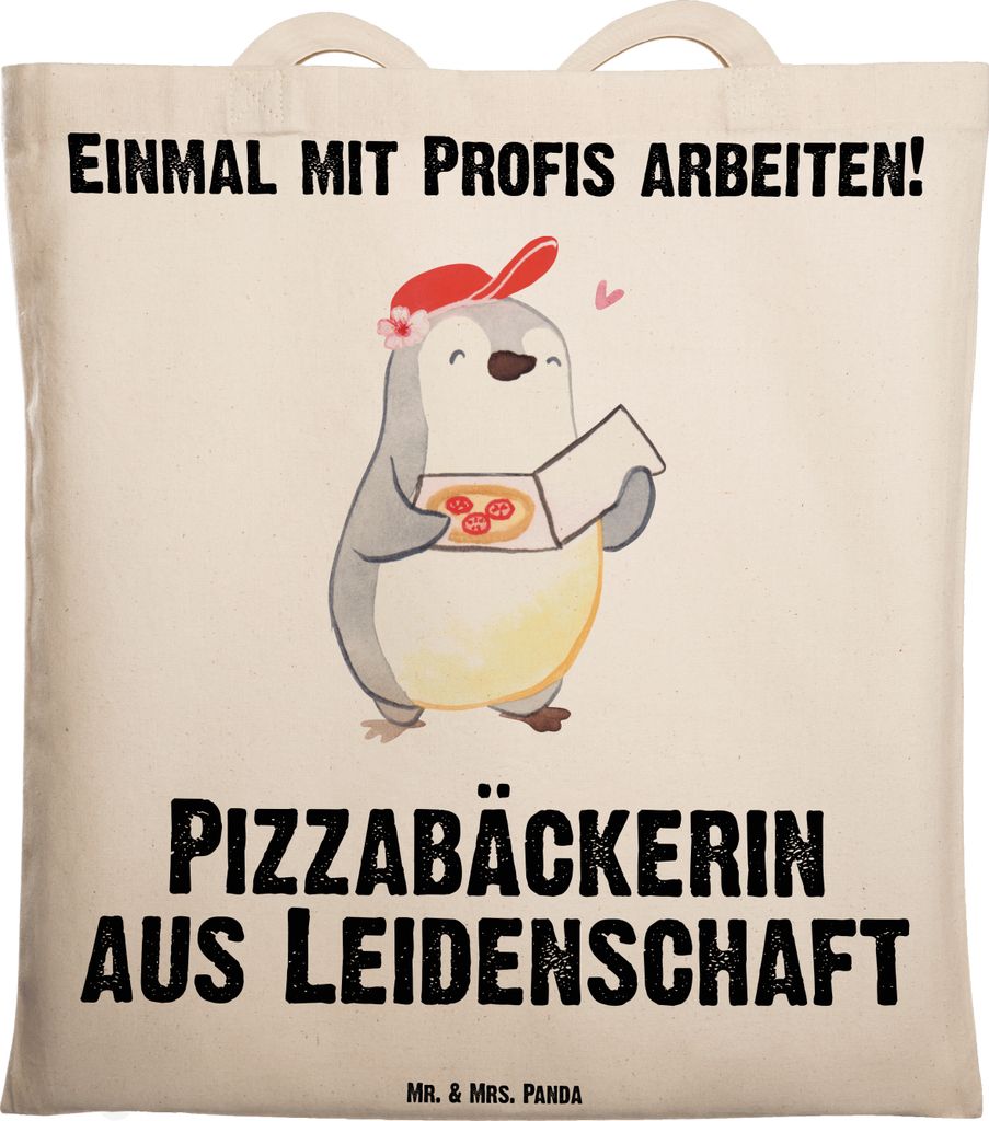 Mr. & Mrs. Panda Jutebeutel Pizzabäckerin Leidenschaft - Transparent - Geschenk, Lustig, canvas tasche, Witzig, Spruch, Laptoptasche, Pizzabringdi...