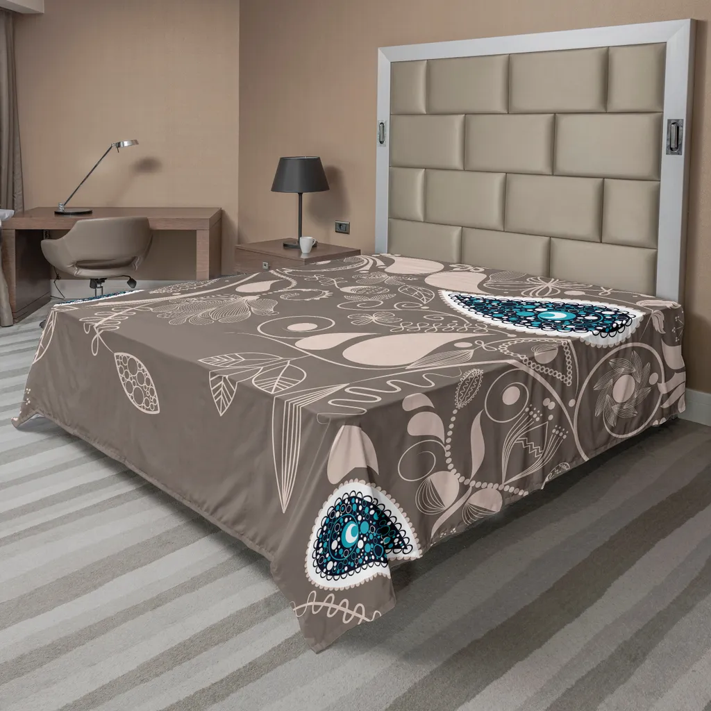 Drap de lit infroissable et confortable motifs ethniques 266 x 260 cm