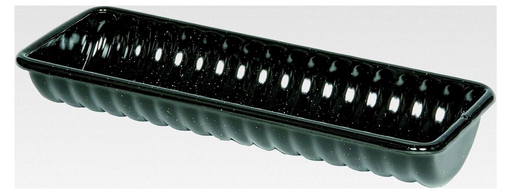 Rehrückenform CLASSIC, Maße 30 x 10 cm, Höhe 6,7 cm, Inhalt 1,1 Liter, Emaille, schwarz, Induktion