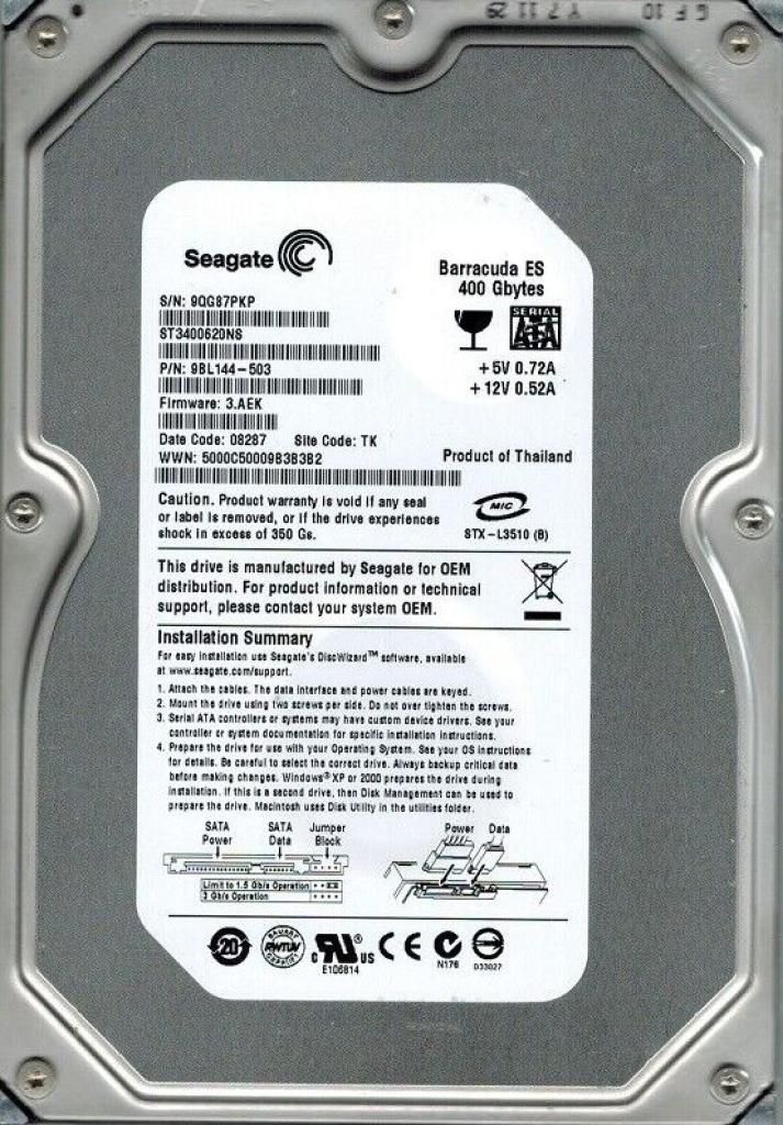 Seagate ST3400620NS 400GB SATA 3.5"