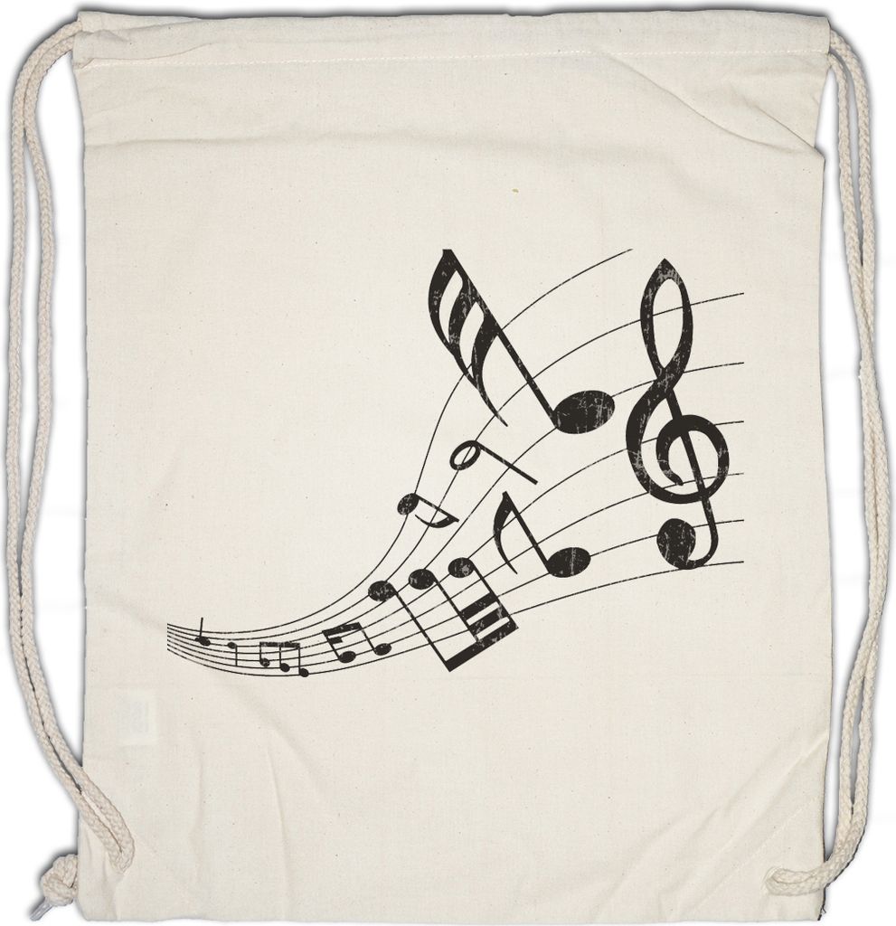 Urban Backwoods Music Notes, Turnbeutel, Farbe: Beige