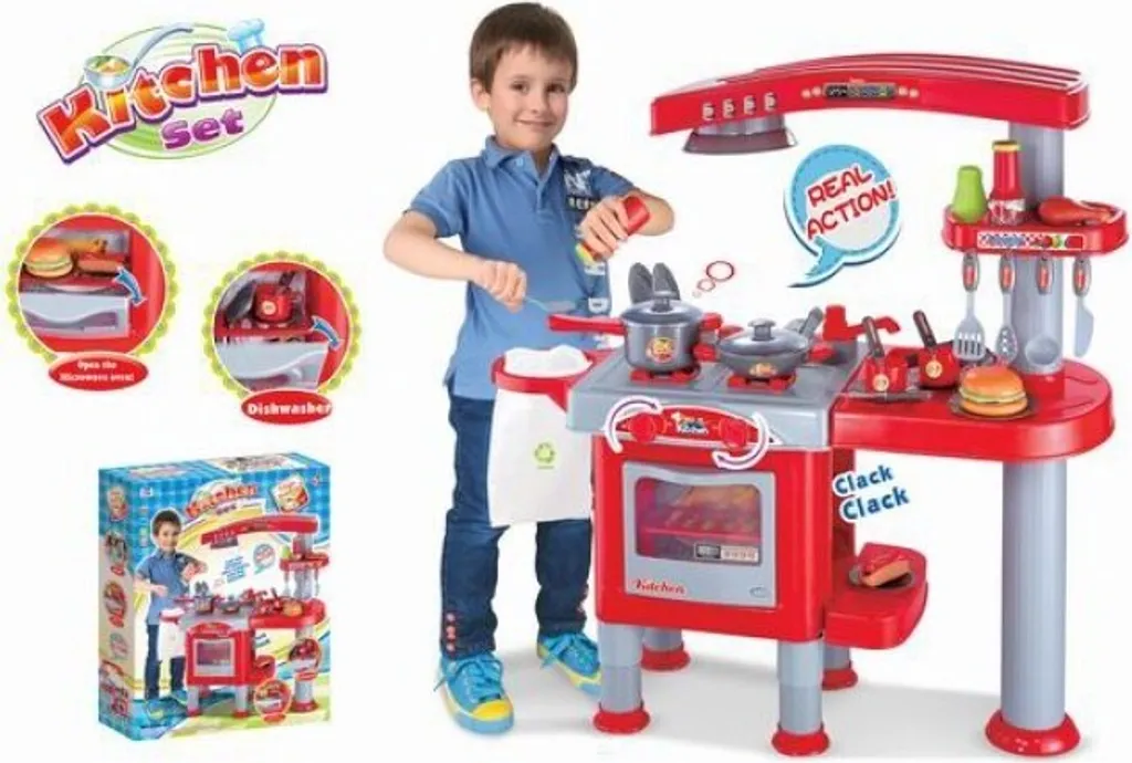 Grande Cuisine Enfant Rouge : Jouet d'Imitation Complet avec Ustensiles