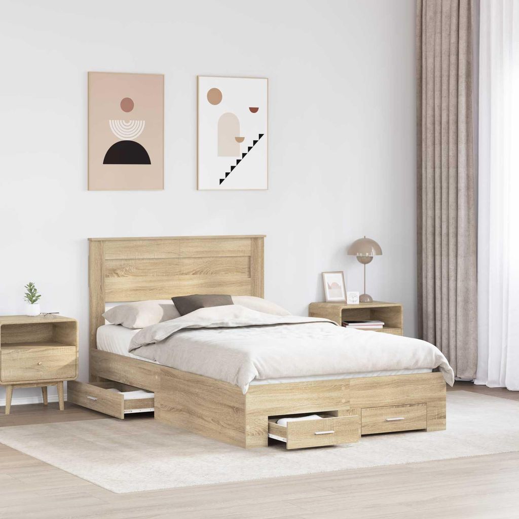 (Robust Möbel) Bettrahmen mit Schubladen mit Kopfteil Holzwerkstoff - CL243928 - Klassische BettenJugendbett Tagesbett