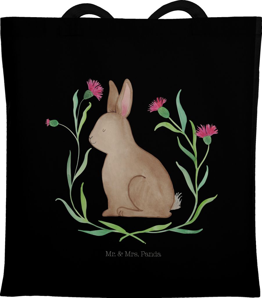 Mr. & Mrs. Panda Uni Tasche Hase Sitzen - Schwarz - Geschenk, Ostern, Liebe, Kaninchen, Tote Bag, dokumententasche, Laptoptasche, Osterhase, Büche...