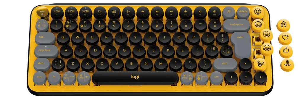 Clavier Sans Fil Logitech POP à Touches Émojis Jaune Mini AZERTY