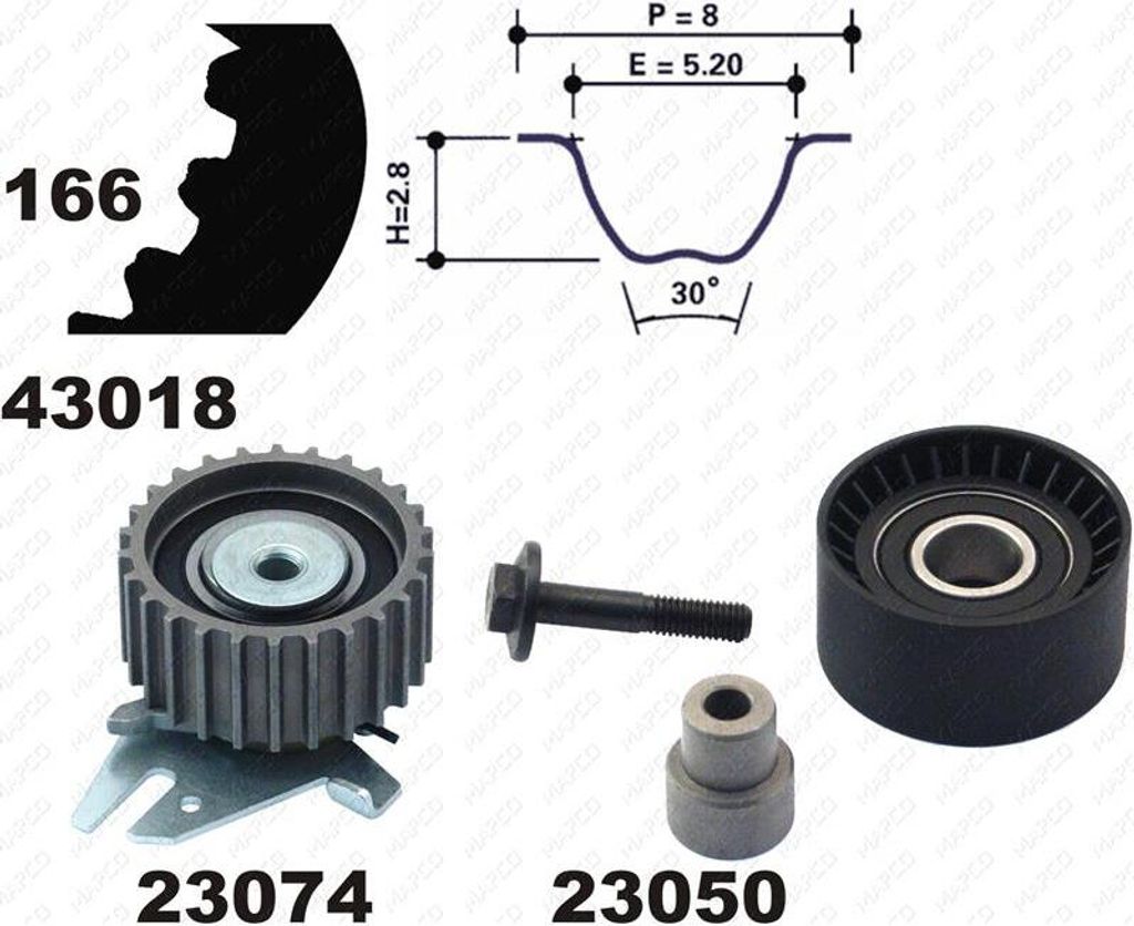 MAPCO 23014 Zahnriemensatz für FIAT PUNTO (188) 166-Zähne