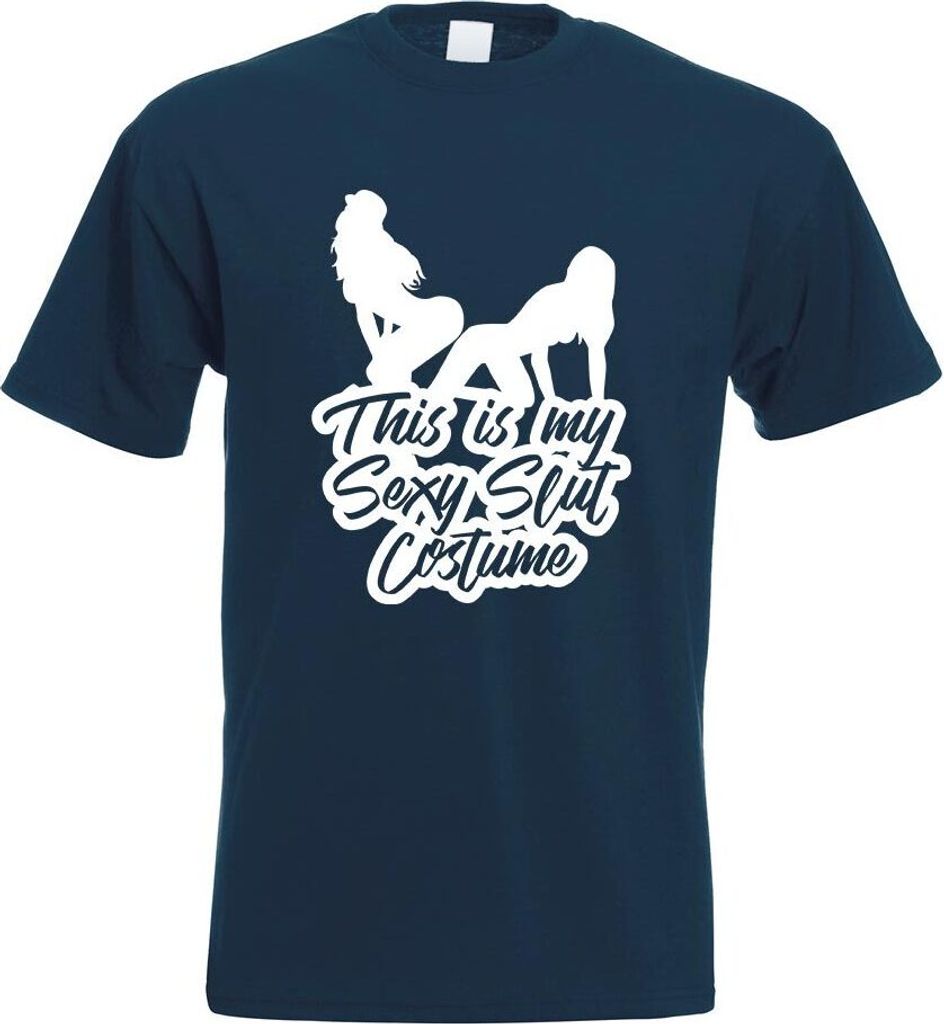 Kiwistar - T-Shirt - Navy - This is My y Slut Costume Motiv Bedruckt Funshirt Design Print - mit Motiv Bedruckt - Funshirt Design - Sport - Freizei...