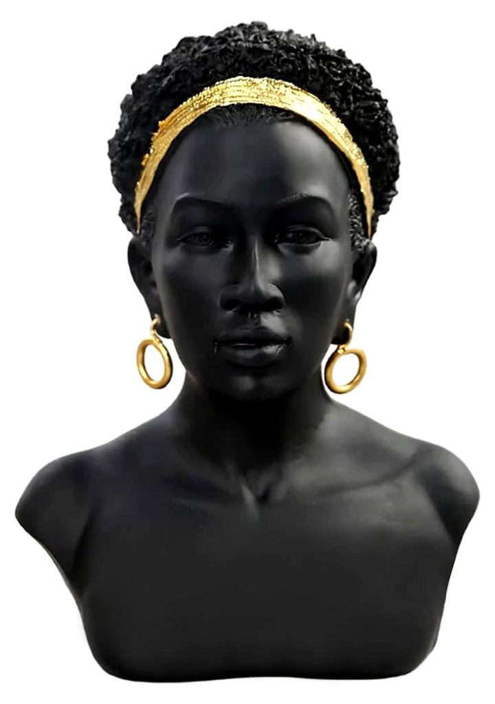 Schwarze Büste aus afrikanischer Kunst, Moderne Harzskulptur für Dekoration, Ideal für Wohnzimmer, Schreibtisch, Bücherregal und Eingangsbereich
