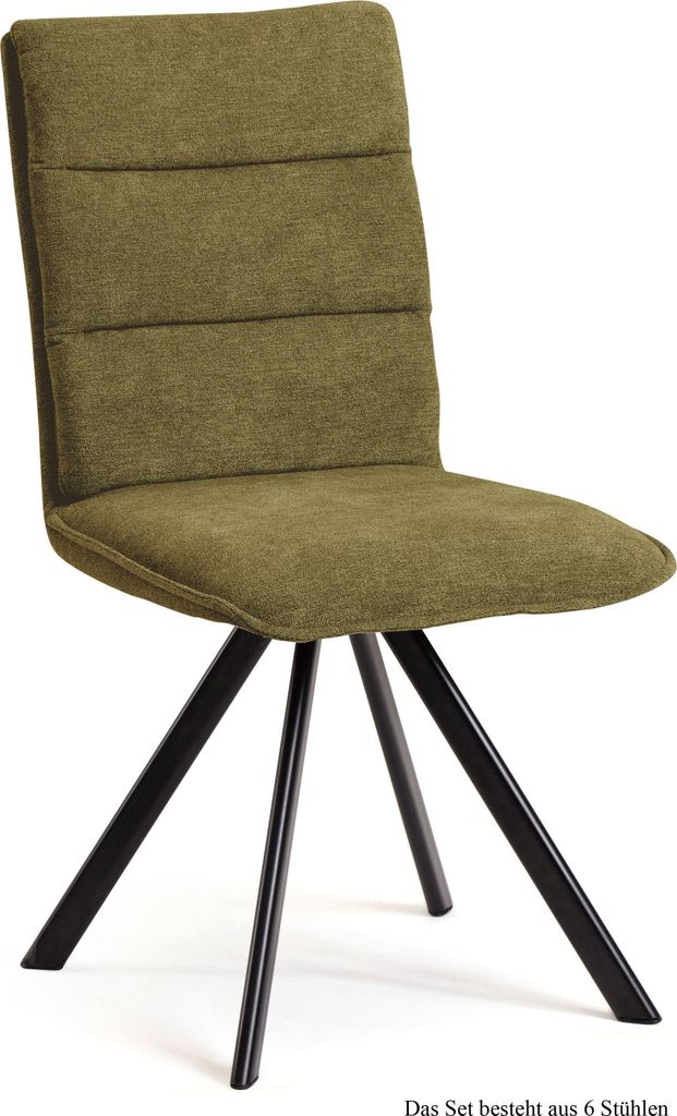 Esszimmerstuhl drehbar (6er-Set) Devan 47x92x60 Schwarz/Olivgrün