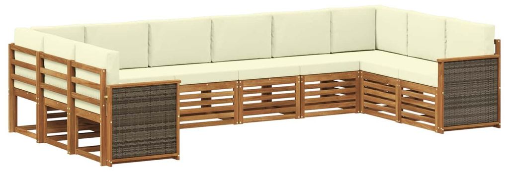 vidaXL Ecksofa Set mit Kissen 7 pcs Natur und Creme