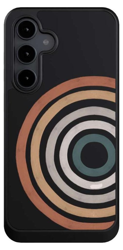 NIVOCASE Hülle für Samsung Galaxy S24 FE 5G Handyhülle NIVOcore Case Schwarz Kreise Regenbogen Wasserfarbe