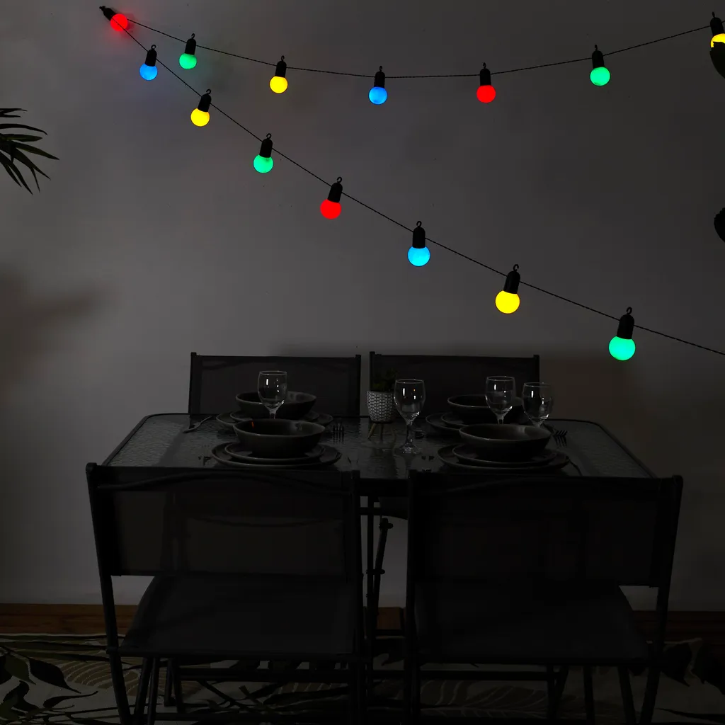 Guirlande Solaire pour Balcon et Terrasse 20 Leds M6 Multicolores