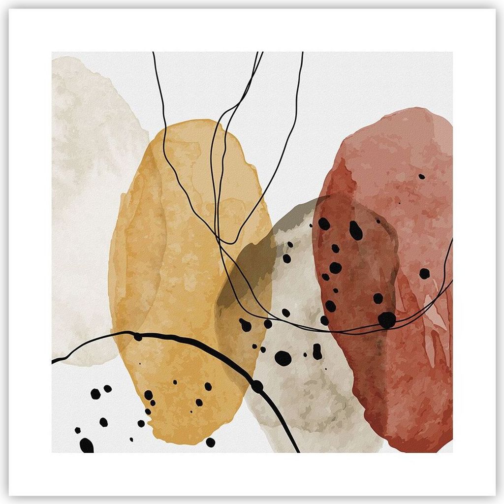 Poster - Poster ohne Rahmen - Aquarell Abstraktion Formen - 40x40 cm - Wand Bild - Wanddeko - Wandbilder - Kunstposter - Wandposter - Bilder - Kuns...