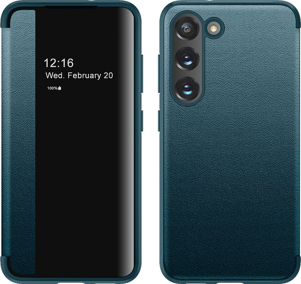Galaxy S23+ Hülle, Schlank Kunstleder Klapp Ledertasche Schutzhülle für Samsung Galaxy S23+ Grün