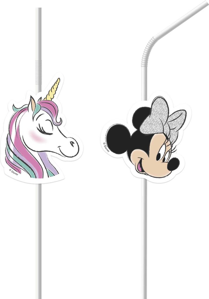 Minnie Maus Strohhalme 4 Stück bunt - Einheitsgröße