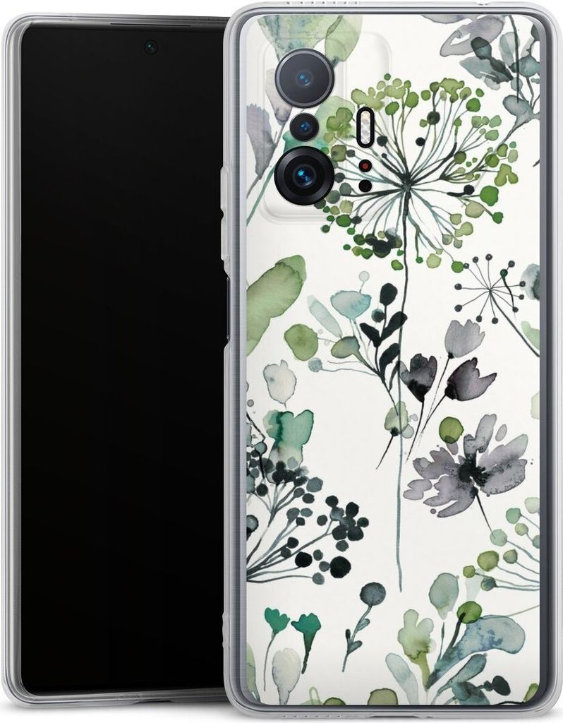 DeinDesign Handyhülle für Xiaomi 11T Pro 5G Silikon Hülle Case Smartphone Schutzhülle Blumen Wasserfarbe Eukalyptus
