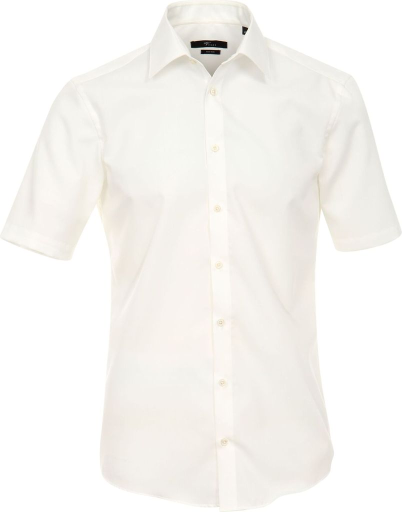 Venti - Modern Fit - Bügelfreies Herren Kurzarm Hemd mit Kent Kragen (001620), Größe:47, Farbe:Creme (002)
