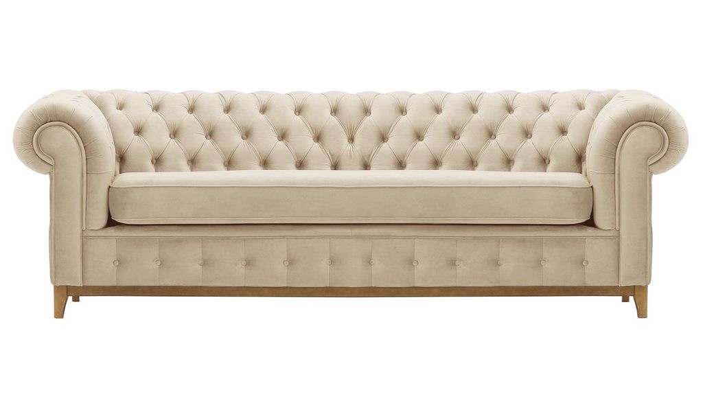 Dreisitzer-Sofa Chesterfield Grand - hellbeige - Velluto 2