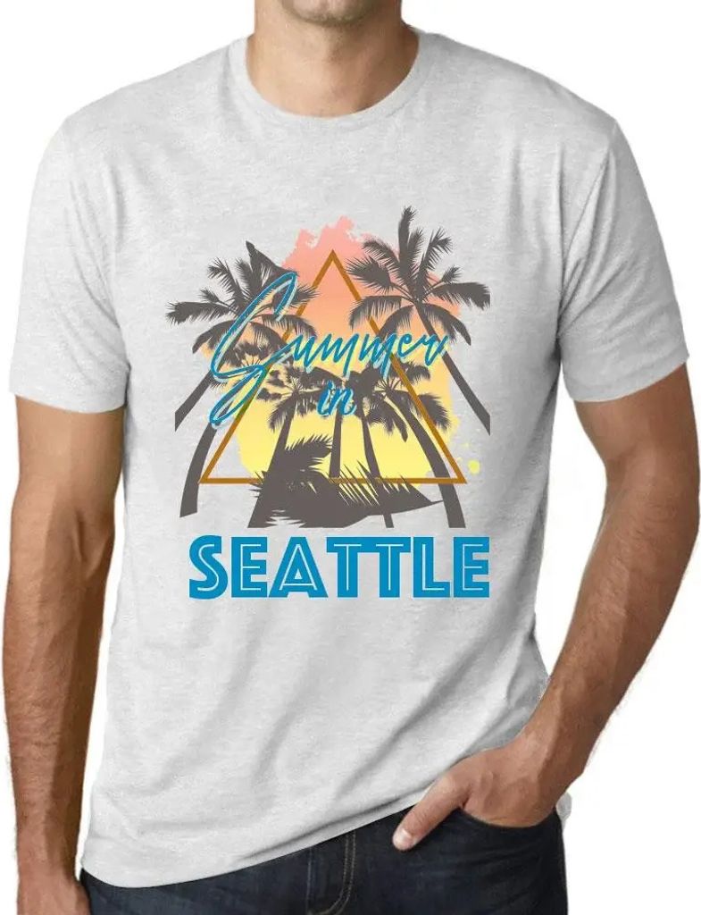 Herren Grafik T-Shirt Palme Sonnenschein Sommer in Seattle – Palm, Sunshine, Summer In Seattle – Öko-Verantwortlich Vintage Jahrgang Kurzarm L...