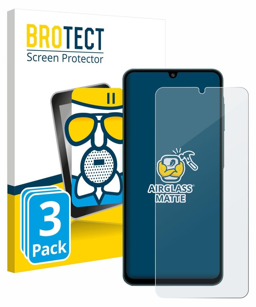 3x BROTECT Entspiegelungs Schutzglas für Samsung Galaxy F07 Schutzfolie Panzer Folie Glas Display Schutz matt