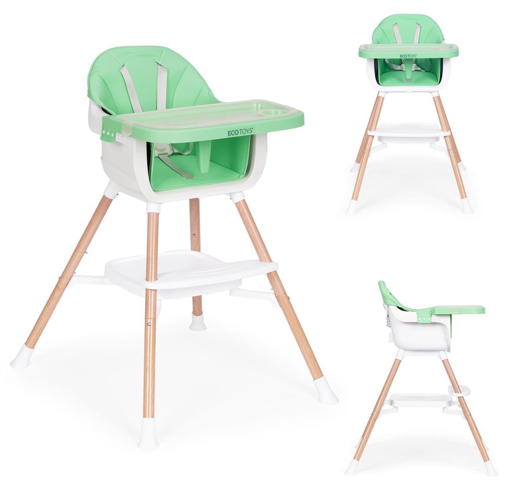 EcoToys HC508, detajská jedálenská stolička 2 v 1, zelená Obrázok produktu 