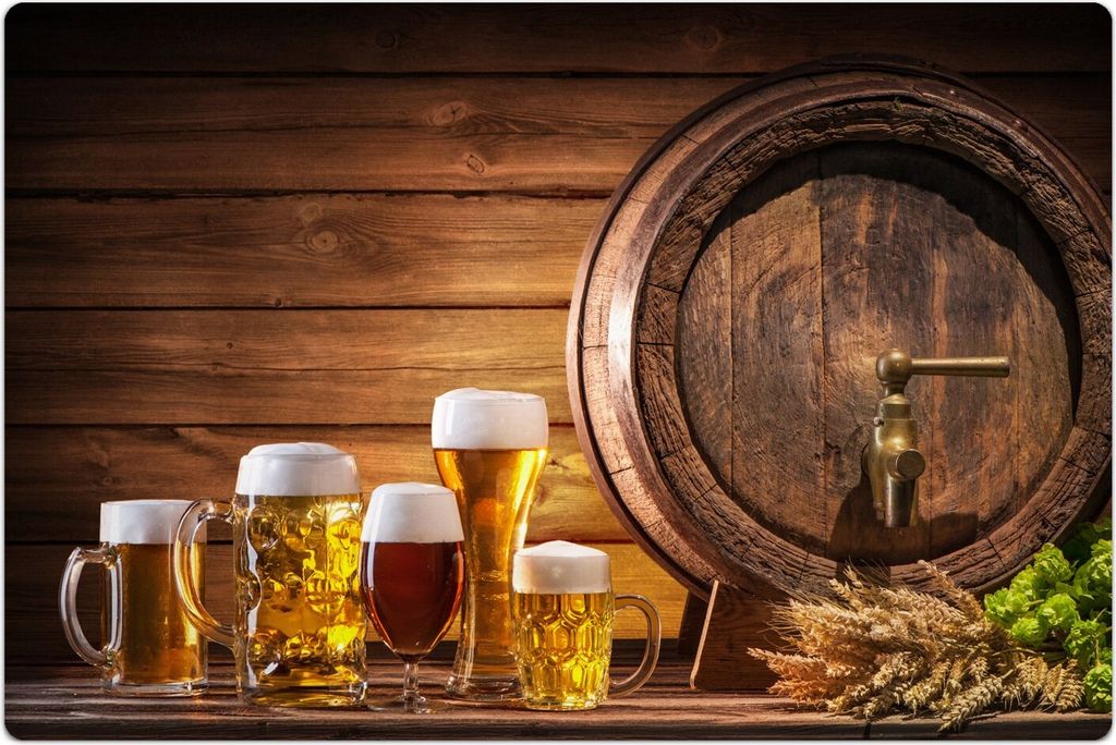 Küchenmatte 150x225 cm Vinylmatte Bodenmatte Dekoration - Bier Fass