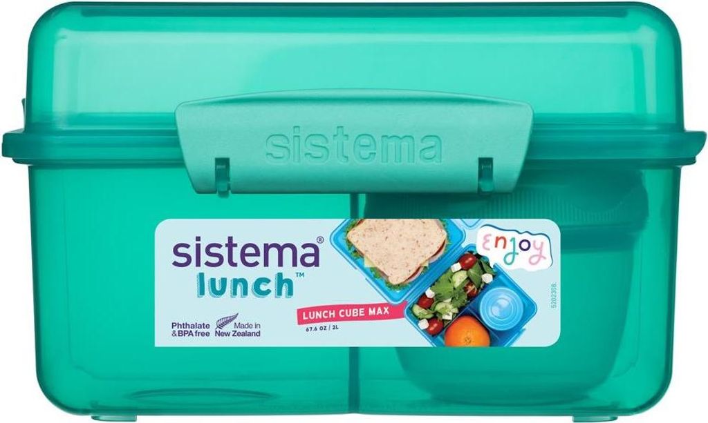 Sistema Drei-Kammer-Joghurtbox mit Doppeldeckel 2 l, grün
