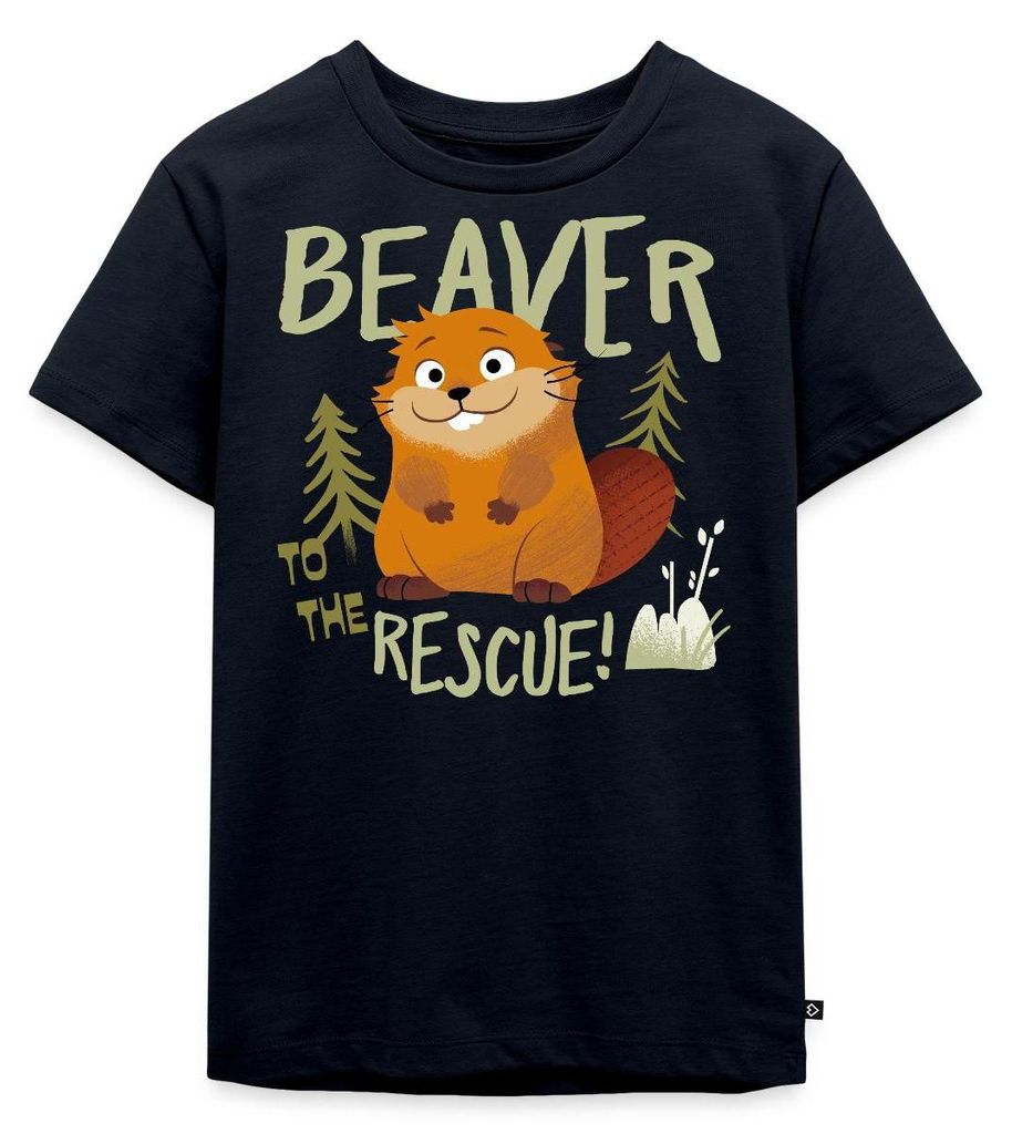 Spreadshirt Hoppers Beaver To The Rescue Kinder Premium T-Shirt, 110/116 (4 Jahre), Navy