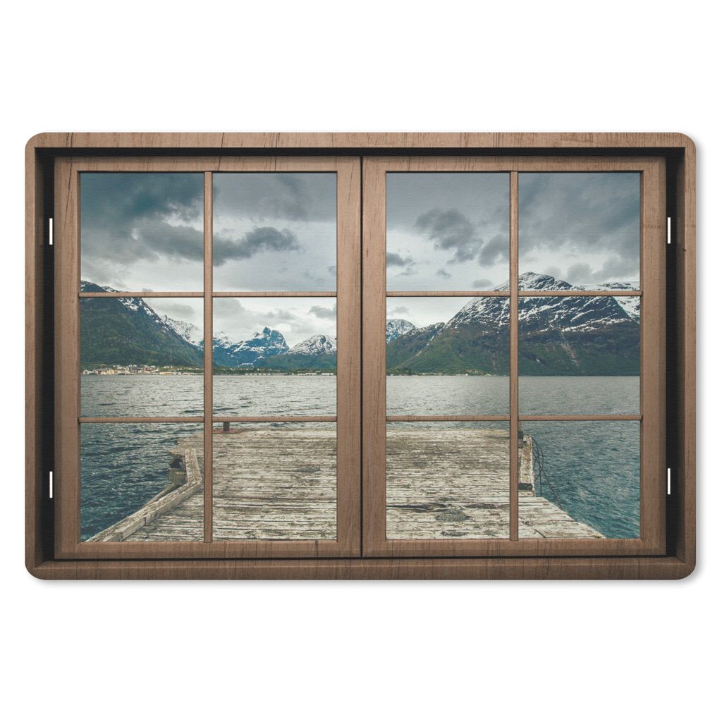 MuchoWow Mauspad Mousepad Aussicht - Wasser - Berge 27x18 cm - Mousepads - Maus Mat - Pad - Mausunterlage - Büroartikel - Desk Matten