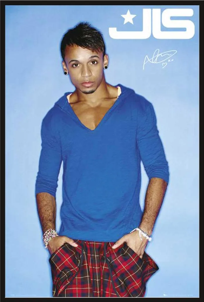 Affiche Aston Blue JLS avec cadre Shinsuke Maxi noir en acrylique 61x91