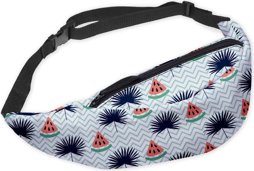 Modische Gürteltasche Sporttasche Bauchtasche mit Reissverschluss Hüfttasche Palmen und Wassermelone