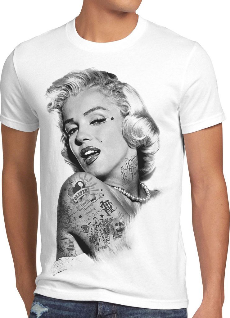 style3 Marilyn Tattoo T-Shirt Herren hollywood star