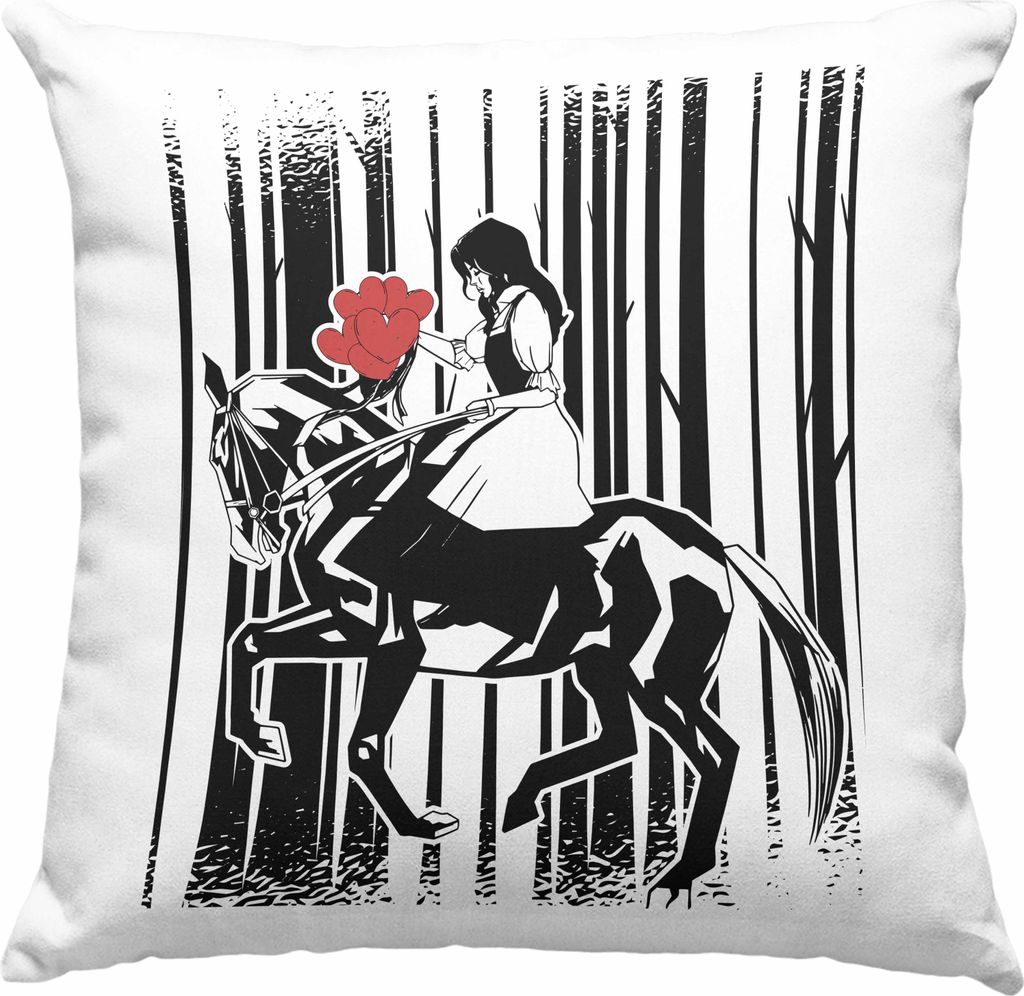 Trendation - Lustige Reiter Sprüche Geschenk Deko-Kissen mit Füllung 40x40 Reiterin Pferde Mädchen Geschenkidee Pferde Grafik Mädchen (Blau)