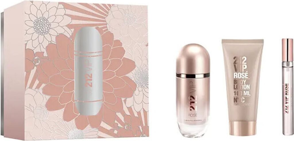 Carolina Herrera 212 Vip Rose Eau De Perfume Spray 80ml Set 3 Pieces