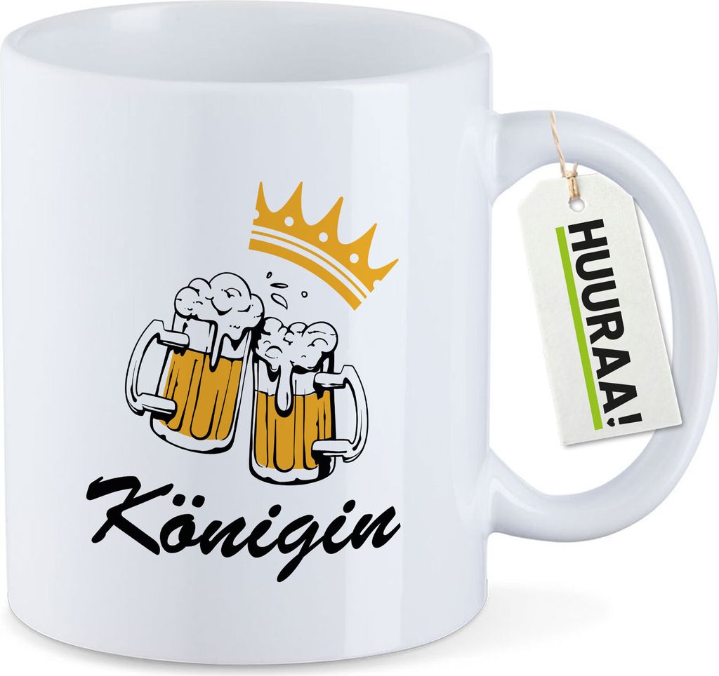 Huuraa Kaffeetasse Königin Schützenfest 330ml Weiß Keramik Kaffeebecher Geschenkidee