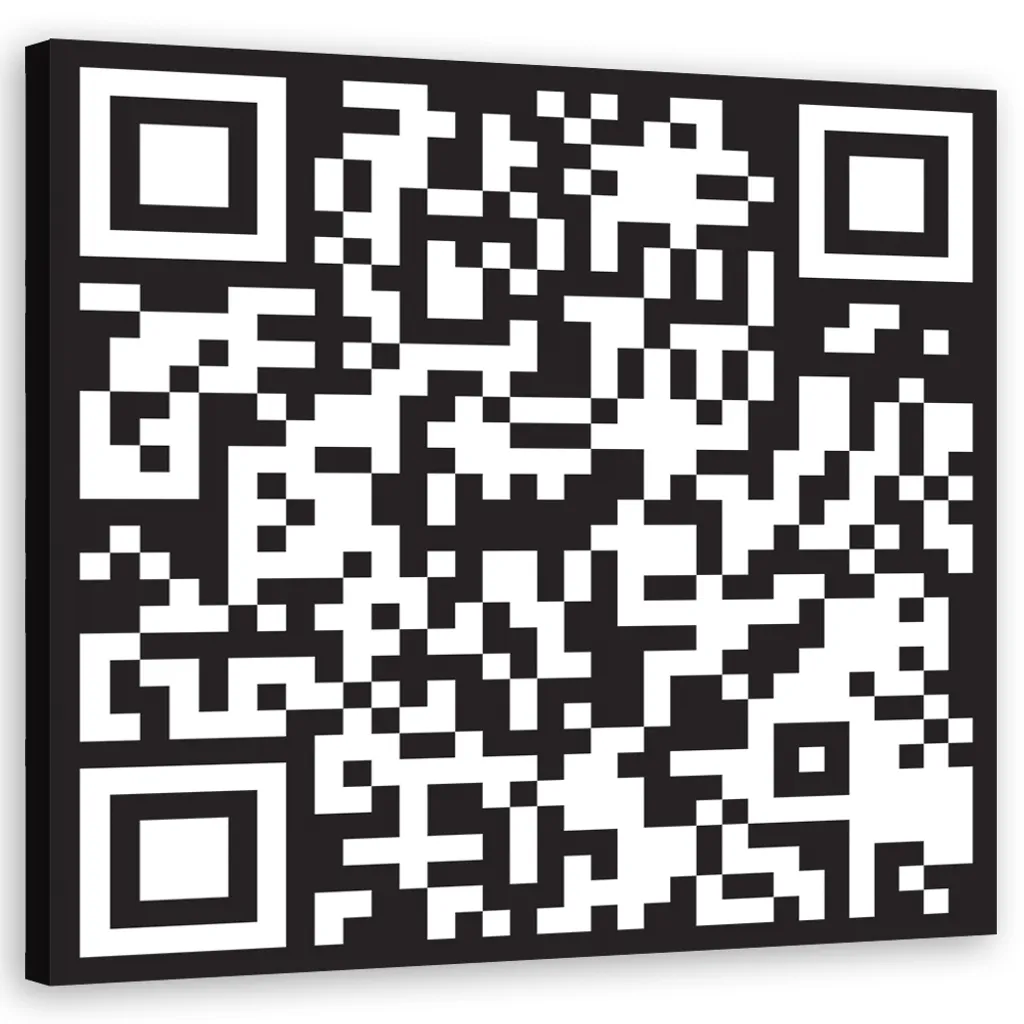 Tableau Carré 60x60 Toile Abstraite Design QR Code avec Finition Premium