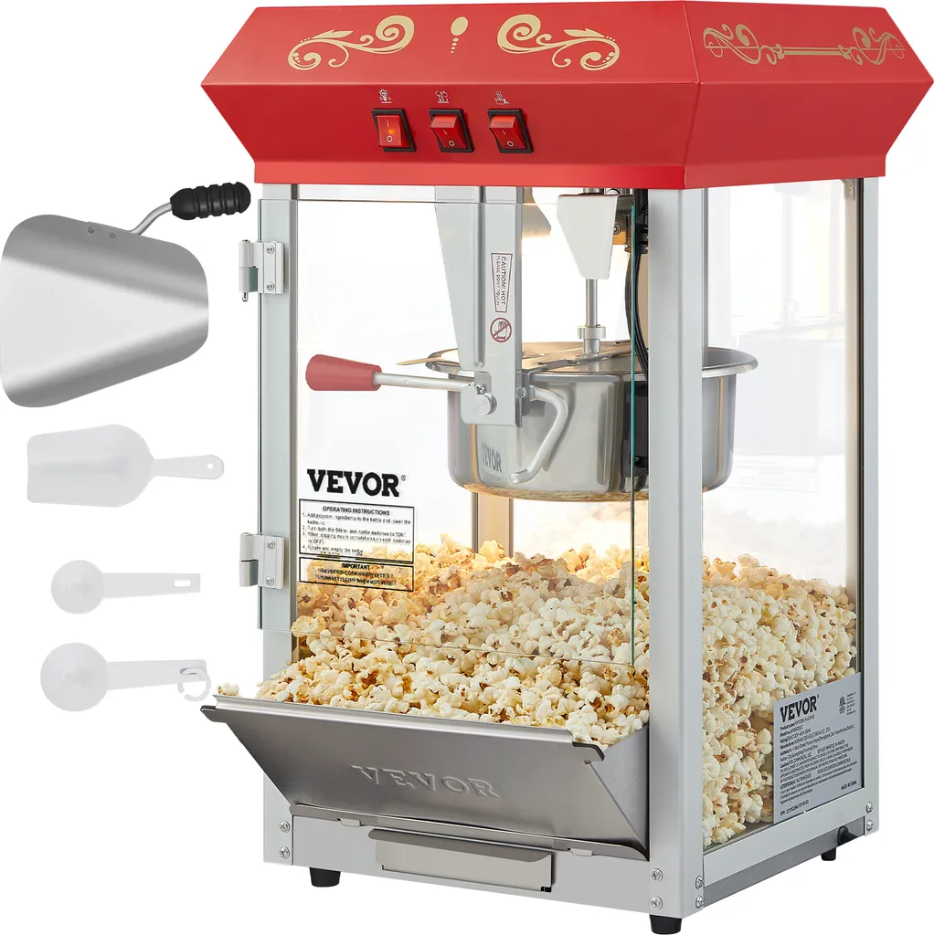 Appareil à pop-corn rétro 850W pour comptoir avec parois sécurisées