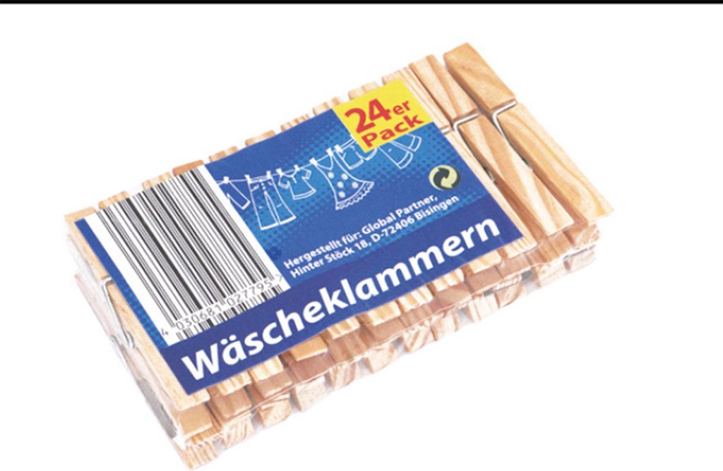 Wäscheklammern Holz, 24er Pack, aus Kiefernholz, je ca. 73mm lang x 12mm breit