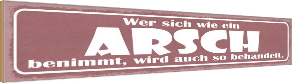 vianmo Holzschild 10x46 cm wer sich wie Arsch benimmt wird Spruch Zitat