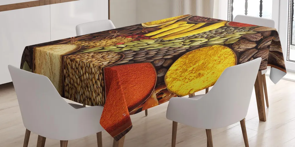 ABAKUHAUS Cinema Tovaglia, Grunge Stella Striscia, Rettangolare per Sala da Pranzo e Cucina, 140 cm x 240 cm, Nero Rubino Bianco