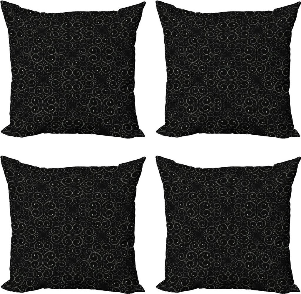 ABAKUHAUS Abstrakt Kissenbezug Set (4 Stück), Moderne kurvige Linien Kunst, Moderner Doppelseitiger Digitaldruck, 50 cm x 50 cm, Charcoal Grau und...