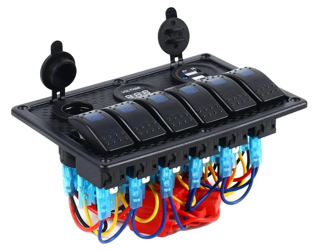Panneau de Commande LED 12V-24V IP68 avec Double Port USB 3,1A - 6 Switch