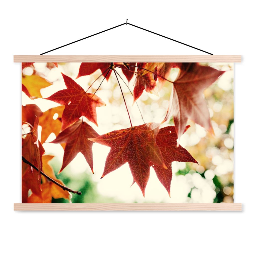 MuchoWow Textilposter Herbstblätter - November - Natur - Bäume 60x40 cm mit holzfarbenen Rahmen - Bilder