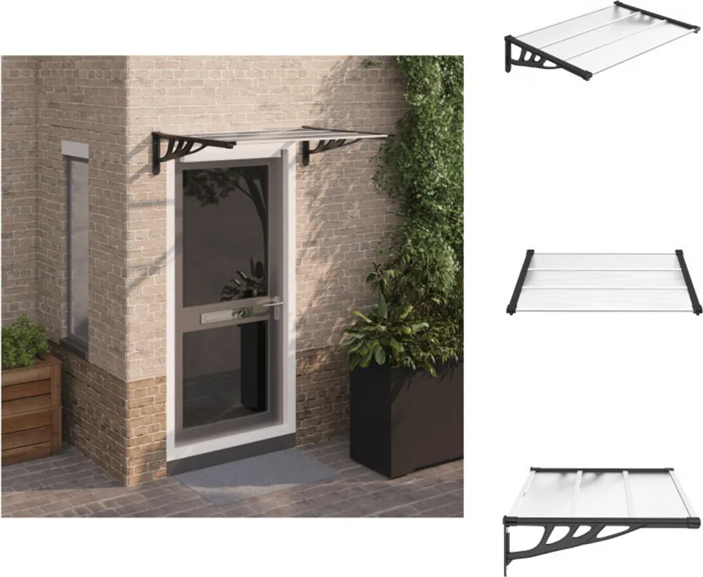 Pensilina Design vidaXL 122x90 - Eleganza in Nero e Policarbonato