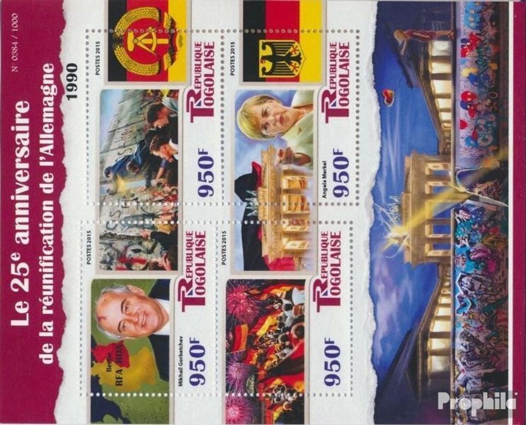 Briefmarken Togo 2015 Mi 7068-7071 Kleinbogen (kompl. Produktbild 