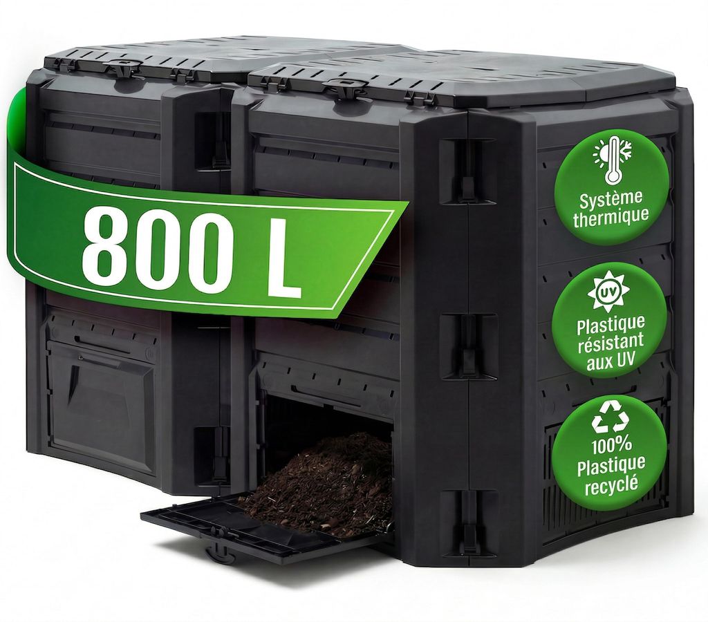 DEUBA® Composteur de jardin 800 L plastique noir Image du produit 
