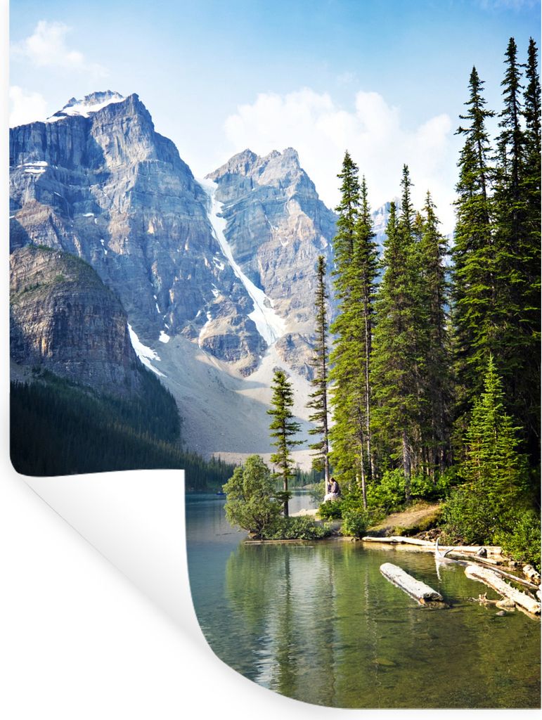 MuchoWow Wandtattoo Wandsticker Wandaufkleber Der kanadische Moränensee mit seinen Gletschern und das Tal der Zehn Zinnen 90x120 cm Selbstkleben...