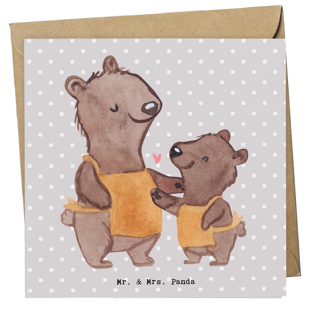 Mr. & Mrs. Panda Glückwunschkarte Arbeitserzieher Herz - Grau Pastell - Geschenk, Grußkarte, Dankbar, anlasskarte, Freunde, Ausbildung, doppelkar...